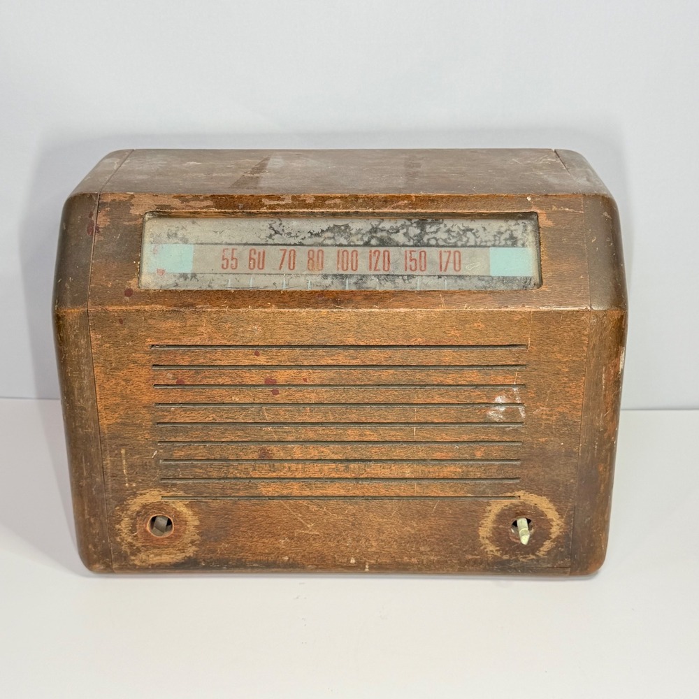 Vintage Wood Tabletop AM Radio Mid-Century Modern Untested Restoration‎ Project